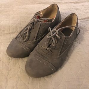 Gray Suede Oxford Flats